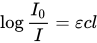 log StartFraction upper I 0 Over upper I EndFraction equals epsilon c l