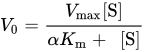 upper V 0 equals StartFraction upper V Subscript max Baseline left-bracket upper S right-bracket Over alpha upper K Subscript m Baseline plus left-bracket upper S right-bracket EndFraction