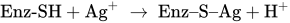 Enz hyphen SH plus Ag Superscript plus Baseline right-arrow Enz en-dash upper S en-dash Ag plus upper H Superscript plus