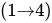 left-parenthesis 1 right-arrow 4 right-parenthesis