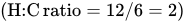 left-parenthesis upper H colon upper C ratio equals 12 slash 6 equals 2 right-parenthesis