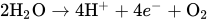 2 normal upper H 2 normal upper O right-arrow 4 normal upper H Superscript plus Baseline plus 4 e Superscript minus Baseline plus normal upper O 2