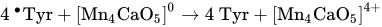 4 Superscript bullet Baseline upper T y r plus left-bracket Mn Subscript 4 Baseline CaO Subscript 5 Baseline right-bracket Superscript 0 Baseline right-arrow 4 upper T y r plus left-bracket Mn Subscript 4 Baseline CaO Subscript 5 Baseline right-bracket Superscript 4 plus